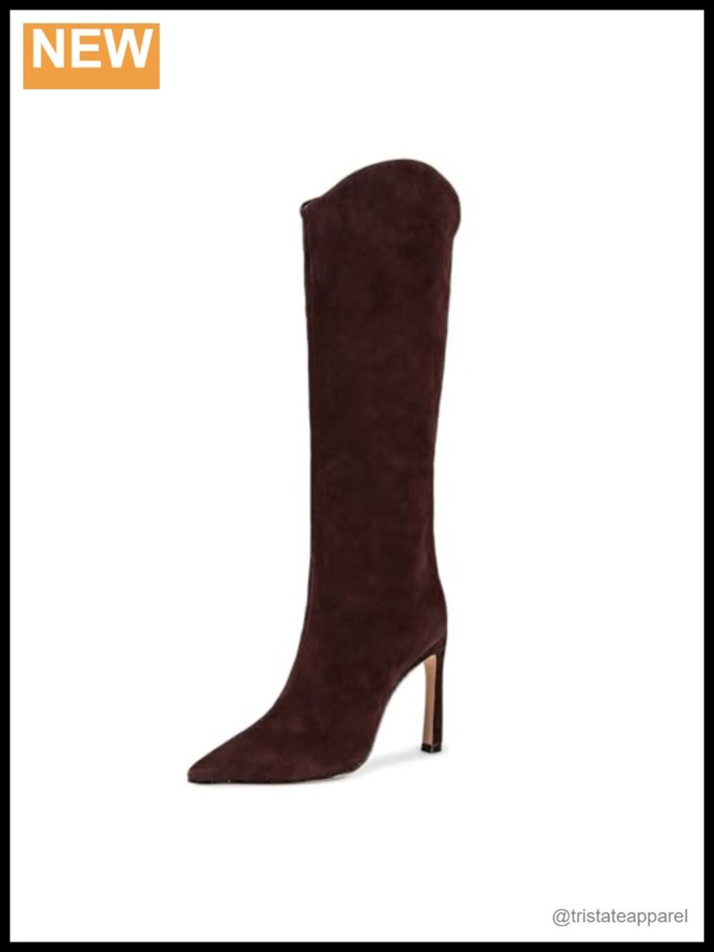 Pointed Toe Stiletto Knee High Pull-On Boots Faux Suede